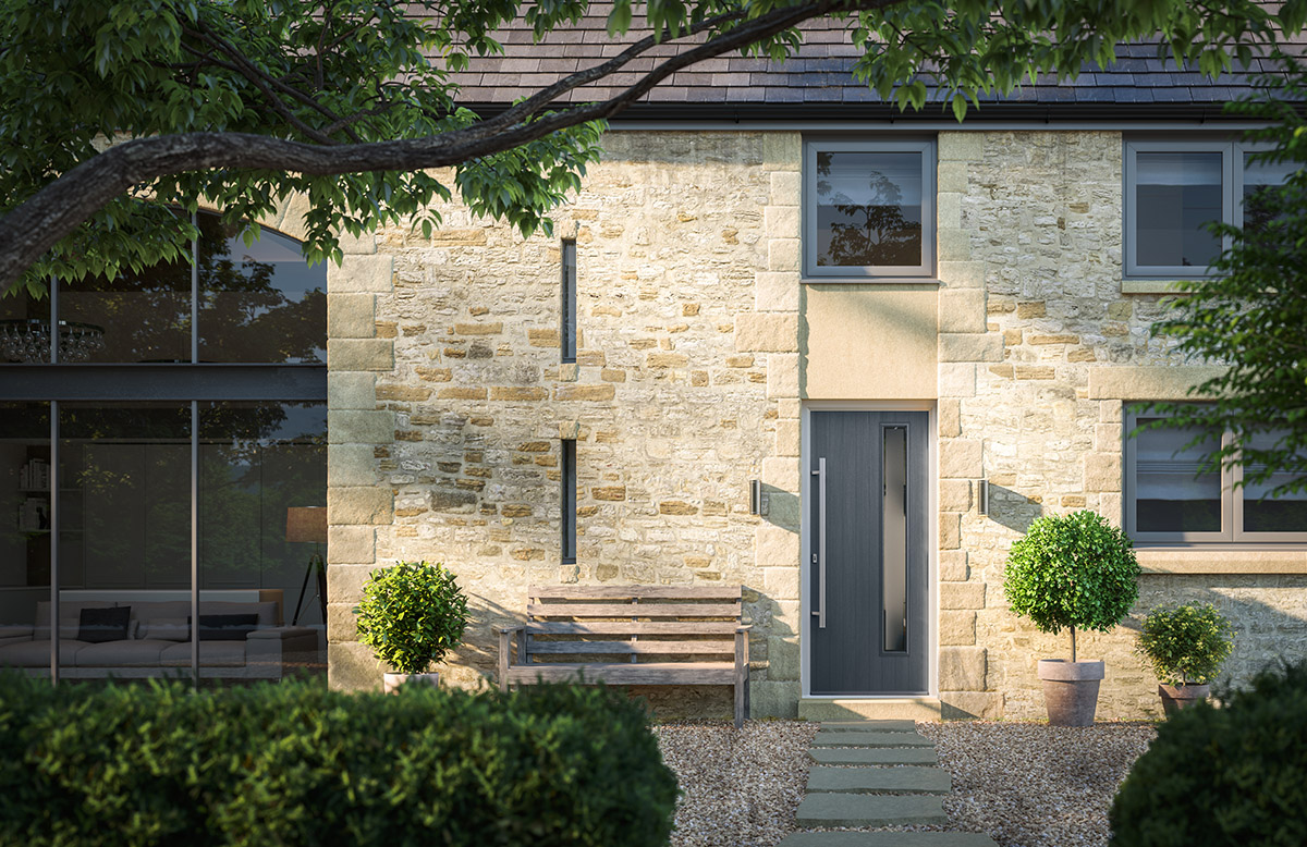 A refreshed home exterior showing how careful control of composite door cost can still deliver strong kerb appeal and a modern, welcoming entrance.