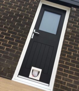 Composite back door with multi-point locking and insulated core, specified via the Global Door designer for secure, energy-efficient rear access.