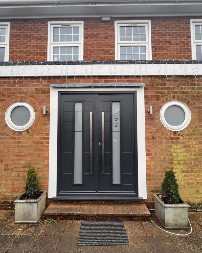Entrance door used as an external door, illustrating how the same door style can suit both prominent and practical access points.