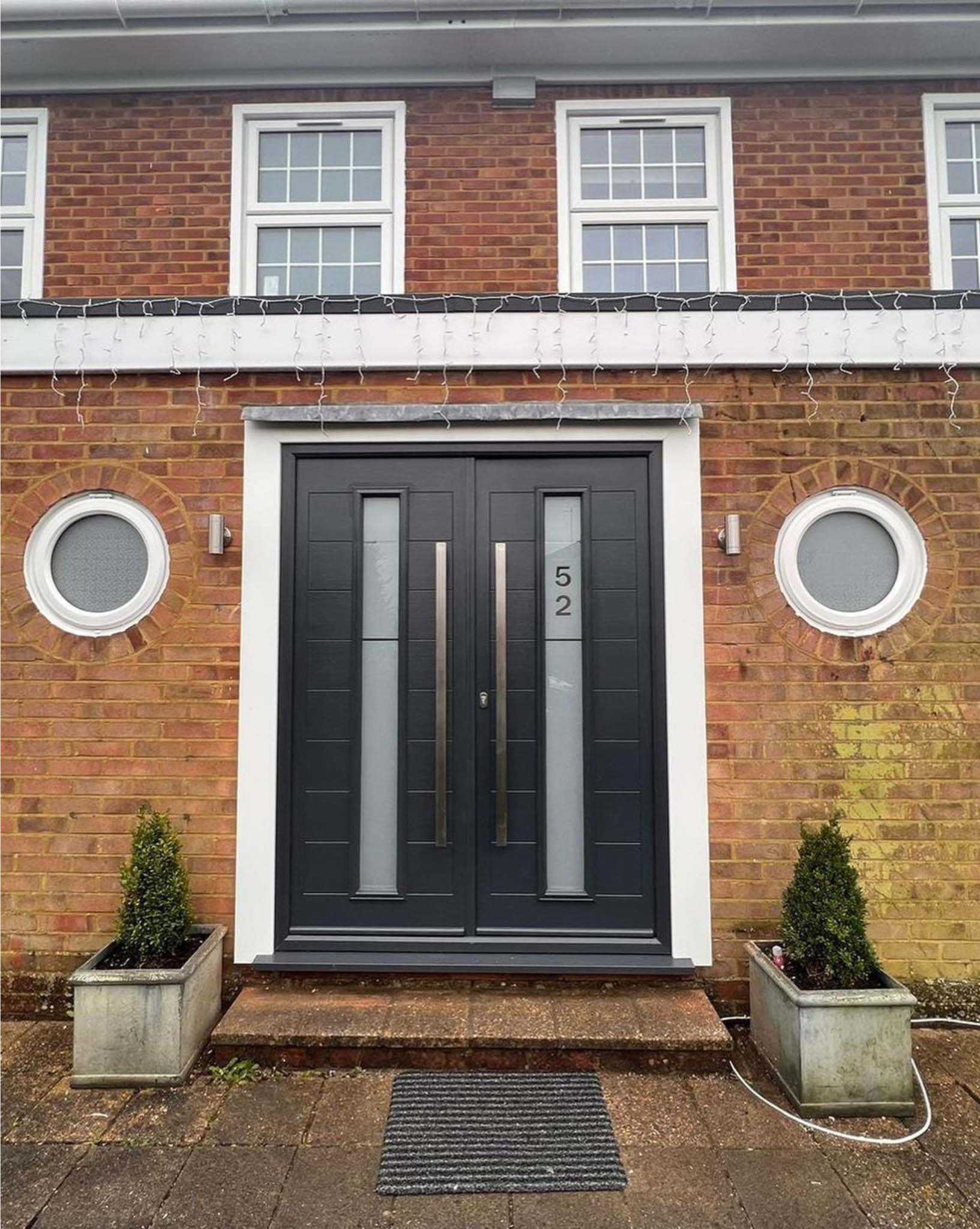 Entrance door used as an external door, illustrating how the same door style can suit both prominent and practical access points.