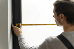 Composite door measurements being checked before ordering through the Global Door online designer to avoid costly DIY mistakes.
